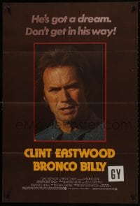1b005 BRONCO BILLY English 1sh 1980 Clint Eastwood, cool different close-up image & tagline!