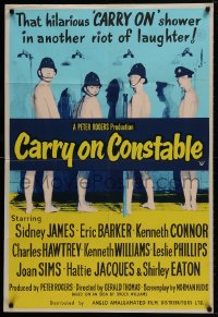 1b007 CARRY ON CONSTABLE English 1sh 1961 wacky art of naked English cops in the shower!
