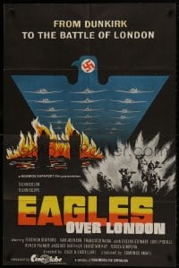 1b015 EAGLES OVER LONDON English 1sh 1973 Van Johnson, really cool artwork of WWII battles!