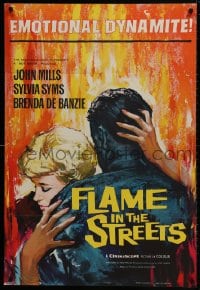 1b017 FLAME IN THE STREETS English 1sh 1961 John Mills, Sylvia Syms, interracial romance!