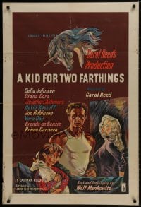 1b021 KID FOR TWO FARTHINGS English 1sh 1956 art of sexy Diana Dors, directed by Carol Reed!