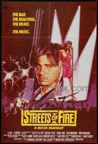 1b002 STREETS OF FIRE red style English 1sh 1984 the bad, the beautiful, the brave, the music!