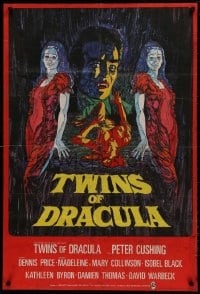 1b031 TWINS OF EVIL export English 1sh 1972 cool art of Madeleine & Mary Collinson, Dracula, Hammer!