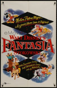 1b323 FANTASIA 1sh R1956 great image of Mickey Mouse & others, Disney cartoon classic, different!
