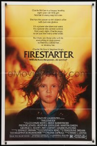 1b340 FIRESTARTER 1sh 1984 close up of creepy eight year-old Drew Barrymore, sci-fi!
