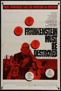 1b359 FRANKENSTEIN MUST BE DESTROYED 1sh 1970 Cushing is more monstrous than his monster!