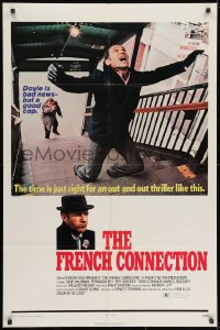 1b363 FRENCH CONNECTION 1sh 1971 Gene Hackman in movie chase, directed by William Friedkin!