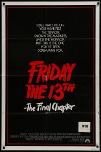 1b368 FRIDAY THE 13th - THE FINAL CHAPTER int'l 1sh 1984 slasher sequel, this is Jason's unlucky day!