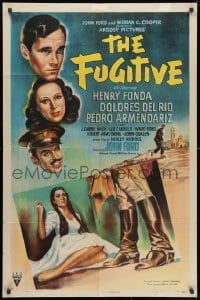 1b373 FUGITIVE style A 1sh 1947 John Ford, art of Henry Fonda, Dolores del Rio & Pedro Armendariz!