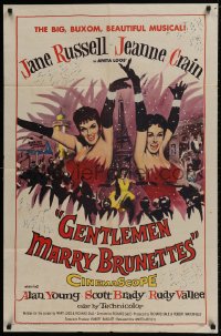 1b380 GENTLEMEN MARRY BRUNETTES 1sh 1955 sexy Jane Russell & Jeanne Crain in the big, buxom musical