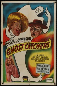 1b382 GHOST CATCHERS 1sh R1949 Ole Olsen & Chic Johnson, wacky ghost art, it's SCARE-OOUIE!