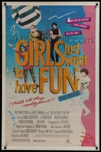 1b391 GIRLS JUST WANT TO HAVE FUN 1sh 1985 Sarah Jessica Parker, Shannen Doherty, cool design!