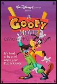 1b399 GOOFY MOVIE DS 1sh 1995 Walt Disney, it's hard to be cool when your dad is Goofy, purple!