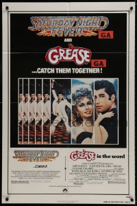 1b402 GREASE/SATURDAY NIGHT FEVER 1sh 1979 John Travolta dancing & with Olivia Newton-John!