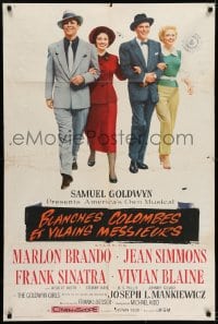 1b406 GUYS & DOLLS 1sh 1955 Marlon Brando, Jean Simmons, Frank Sinatra & Blaine arm-in-arm!