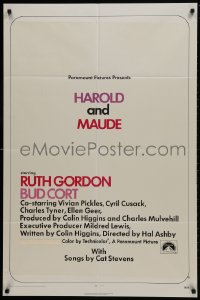 1b415 HAROLD & MAUDE 1sh 1971 Ruth Gordon, Bud Cort is equipped to deal w/life!