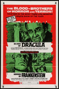 1b434 HORROR OF FRANKENSTEIN/SCARS OF DRACULA 1sh 1971 with the blood-brothers of horror & terror!