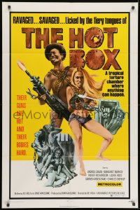 1b436 HOT BOX 1sh 1972 ravaged savaged sexy babes fight back with their guns and their bodies!