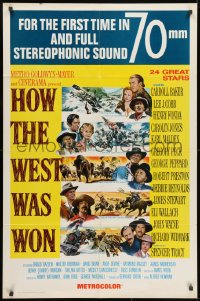 1b440 HOW THE WEST WAS WON 1sh R1969 John Ford epic, cool artwork of stars & action scenes!