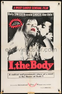 1b449 I THE BODY 1sh 1968 sexy Lotte Tarp, Swedish sexploitation horror!