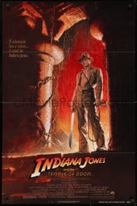 1b458 INDIANA JONES & THE TEMPLE OF DOOM 1sh 1984 art of Harrison Ford by Bruce Wolfe, NSS style!