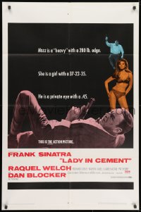 1b502 LADY IN CEMENT 1sh 1968 Frank Sinatra with a .45 & sexy Raquel Welch with a 37-22-35!