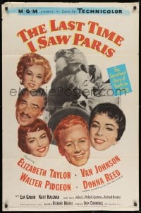 1b514 LAST TIME I SAW PARIS 1sh 1954 Elizabeth Taylor, Van Johnson, Walter Pidgeon, Donna Reed!