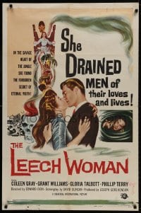 1b518 LEECH WOMAN 1sh 1960 deadly female vampire drained love & life from every man she trapped!