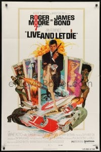 1b528 LIVE & LET DIE West Hemi 1sh 1973 Robert McGinnis art of Roger Moore as James Bond!