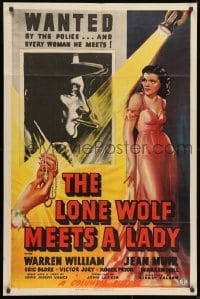 1b536 LONE WOLF MEETS A LADY 1sh 1940 when Muir needs alibi for murder, Warren William's her man!