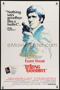 1b538 LONG GOODBYE int'l 1sh 1973 artwork of Elliott Gould as Philip Marlowe with gun by Vic Fair!