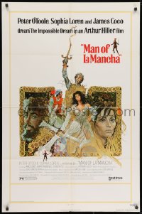 1b561 MAN OF LA MANCHA 1sh 1972 Peter O'Toole, Sophia Loren, cool Ted CoConis art!