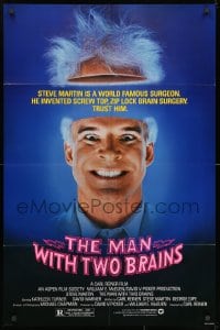 1b564 MAN WITH TWO BRAINS 1sh 1983 wacky world famous surgeon Steve Martin performs brain surgery!