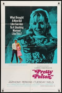 1b701 PRETTY POISON style B 1sh 1968 psycho Anthony Perkins & crazy Tuesday Weld!