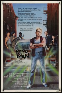 1b732 REPO MAN 1sh 1984 Emilio Estevez & Harry Dean Stanton take cars from deadbeats who don't pay!