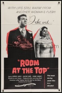 1b756 ROOM AT THE TOP 1sh 1959 Laurence Harvey loves Heather Sears AND Simone Signoret!
