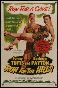 1b761 RUN FOR THE HILLS 1sh 1953 wacky caveman Sonny Tufts & sexy cavegirl Barbara Payton!