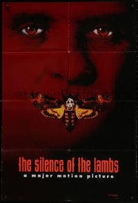 1b801 SILENCE OF THE LAMBS style B DS 1sh 1991 image of Anthony Hopkins with moth over mouth!
