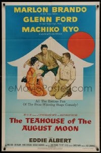 1b878 TEAHOUSE OF THE AUGUST MOON 1sh 1956 art of Asian Marlon Brando, Glenn Ford & Machiko Kyo!