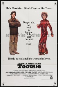 1b920 TOOTSIE int'l 1sh 1982 great duo image of cross-dressing Dustin Hoffman as himself & in drag!
