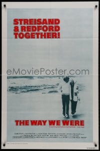 1b962 WAY WE WERE int'l 1sh 1973 Barbra Streisand & Robert Redford walk on the beach!