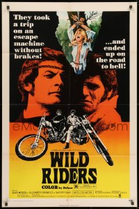1b980 WILD RIDERS 1sh 1971 Alex Rocco & another biker end up on the road to Hell!