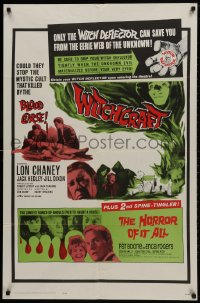 1b986 WITCHCRAFT/HORROR OF IT ALL 1sh 1964 Lon Chaney Jr, they returned to reap BLOOD HAVOC!
