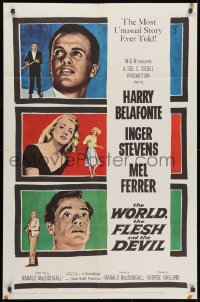 1b993 WORLD, THE FLESH & THE DEVIL 1sh 1959 Inger Stevens, Harry Belafonte & Mel Ferrer!
