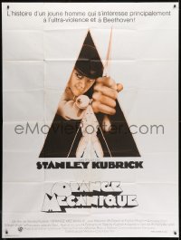 1c530 CLOCKWORK ORANGE French 1p R1970s Stanley Kubrick classic, Castle art of Malcolm McDowell!