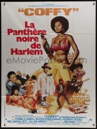 1c531 COFFY French 1p 1973 sexy art of baddest chick Pam Grier, Jack Hill blaxploitation classic!