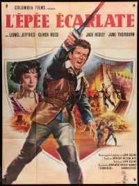 1c538 CRIMSON BLADE French 1p 1963 different Jean Mascii art of Oliver Reed with sword, Hammer!