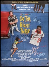1c558 DO THE RIGHT THING French 1p 1989 Spike Lee, Danny Aiello, girl writing with sidewalk chalk!