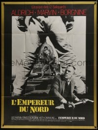 1c573 EMPEROR OF THE NORTH POLE French 1p 1973 Lee Marvin, Ernest Borgnine, different train image!