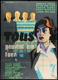 1c579 EVERYBODY WANTS TO KILL ME French 1p 1957 Clement Hurel art of Aimee against gray background!